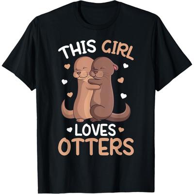 This Girl Loves Loves Otters Girls Kids Otter T-Shirt