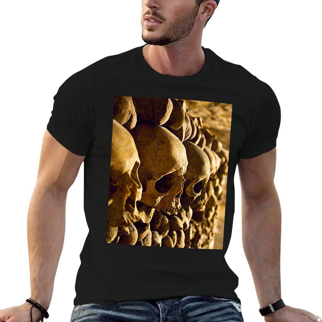 Skulls In Paris Catacombs TShirt Casual Soft Cotton Short Sleeve Tee