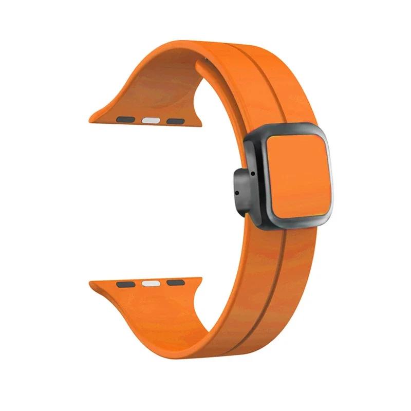 New Magnetic Buckle Silicone Strap For Apple Watch Band 44mm 45mm 38mm 49mm 40 42 41mm Sport Bracelet iWatch ultra 2 9 6 7 8 SE