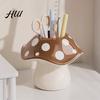 Durable Resin Pencil Holder Cute Mushroom Pen Holder, Desktop Organizer with Non-Slip Thick Stable Base, Non-toxic Desk Accessory for Modern