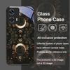 Ästhetisches Sonnenblumen- und Mondmuster Gehärtetes Glas Handyhülle für Motorola Moto Edge 50 Fusion 40 Neo 30 Pro G85 G84 G54 Abdeckung