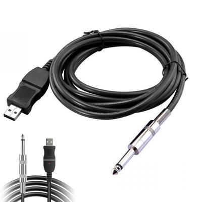3 m 10ft Gitar Bas USB Düz Fiş Kablosu 1/4 inç 6.35mm Jack Bağlantı Bağlantısı