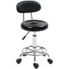 Rolling Stool, Swivel and Adjustable Stool with Backrest, Faux Leather Cover, Footrest, for Vanity Tables, Black