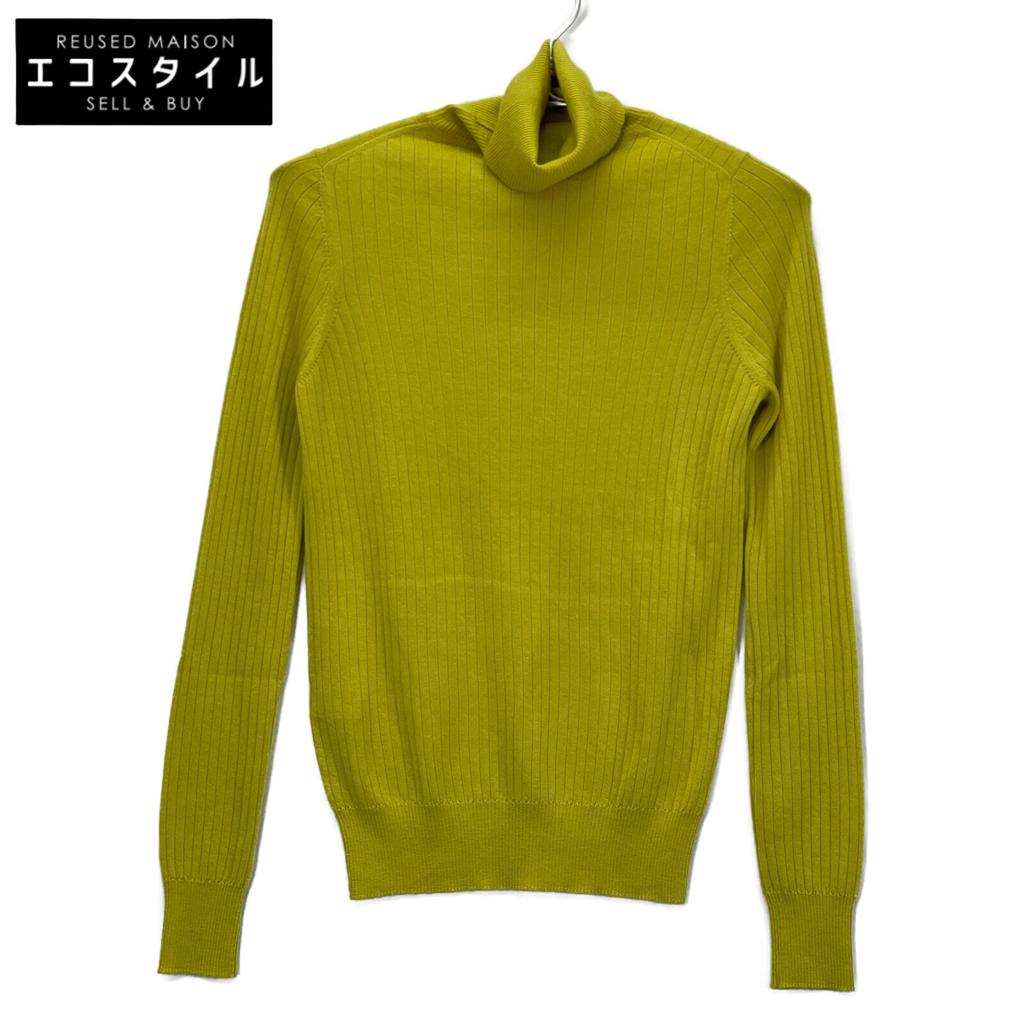 DRAWER Yellow Cashmere Silk Turtleneck Ribbed Knit Top Tops 2 yellowUsed