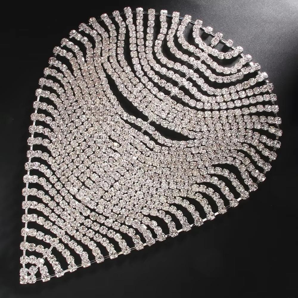 Glitter Shiny Headpiece Cap Bling Crystal Head Chain Multi-Layer Rhinestone Headband Performance