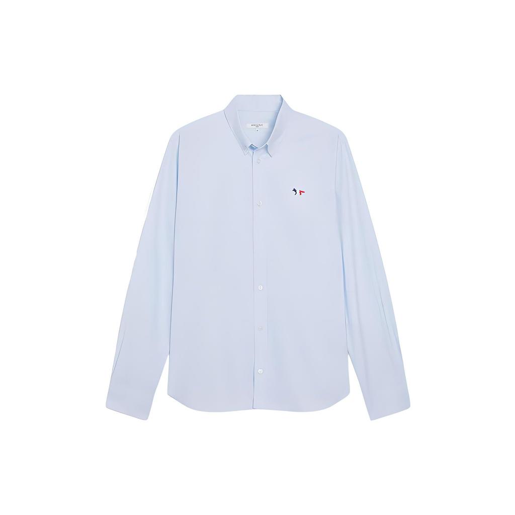 Maison Kitsune Three Color Fox Embroidered Button-Up Long Sleeve Shirt Men shirts Light-Blue FM00400WC2010-P410