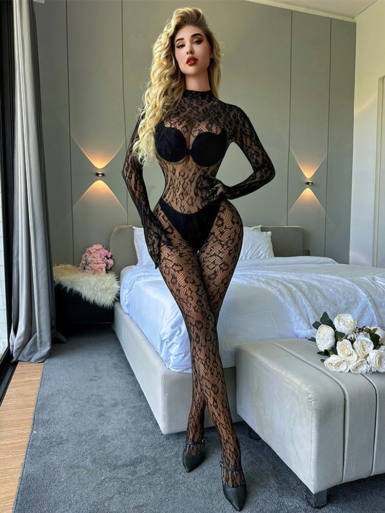 Sexy Fishnet Bodysuit Women Tight Lingerie Ladies Full Body Stockings Clothes Nightclub Sex Set Erotic Mesh Transparent Jumpsuit