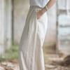 Johnature Women Vintage Harem Pants Summer Chinese Style Solid Color Trousers Elastic Waist Long Pants