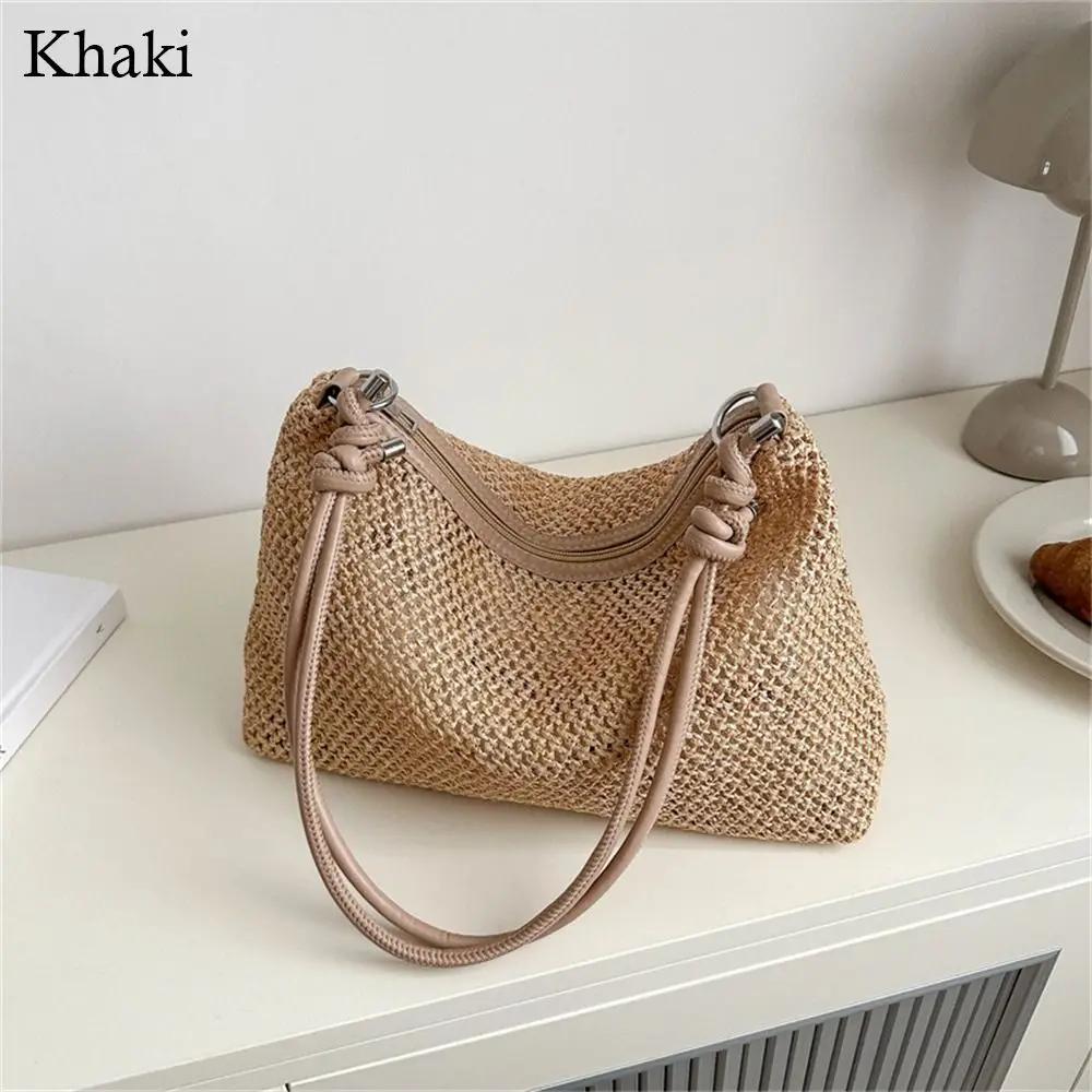 Rattan Straw Bag Cute Woven Handmade Braid Handbag Large Capacity Tote Bag Ladies