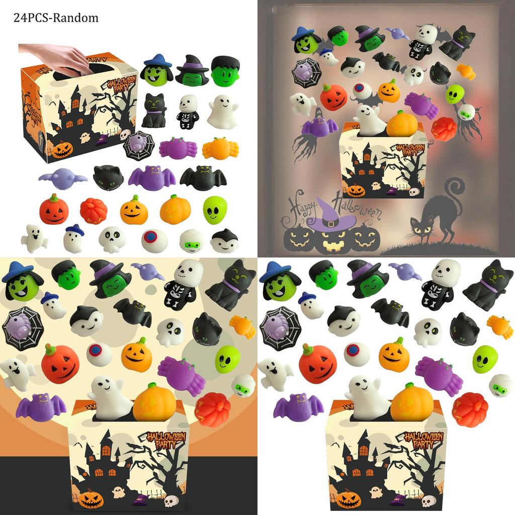 Halloween Squishies Mochi Toys 24pcs Mini Surprise Box For Kids And Adults