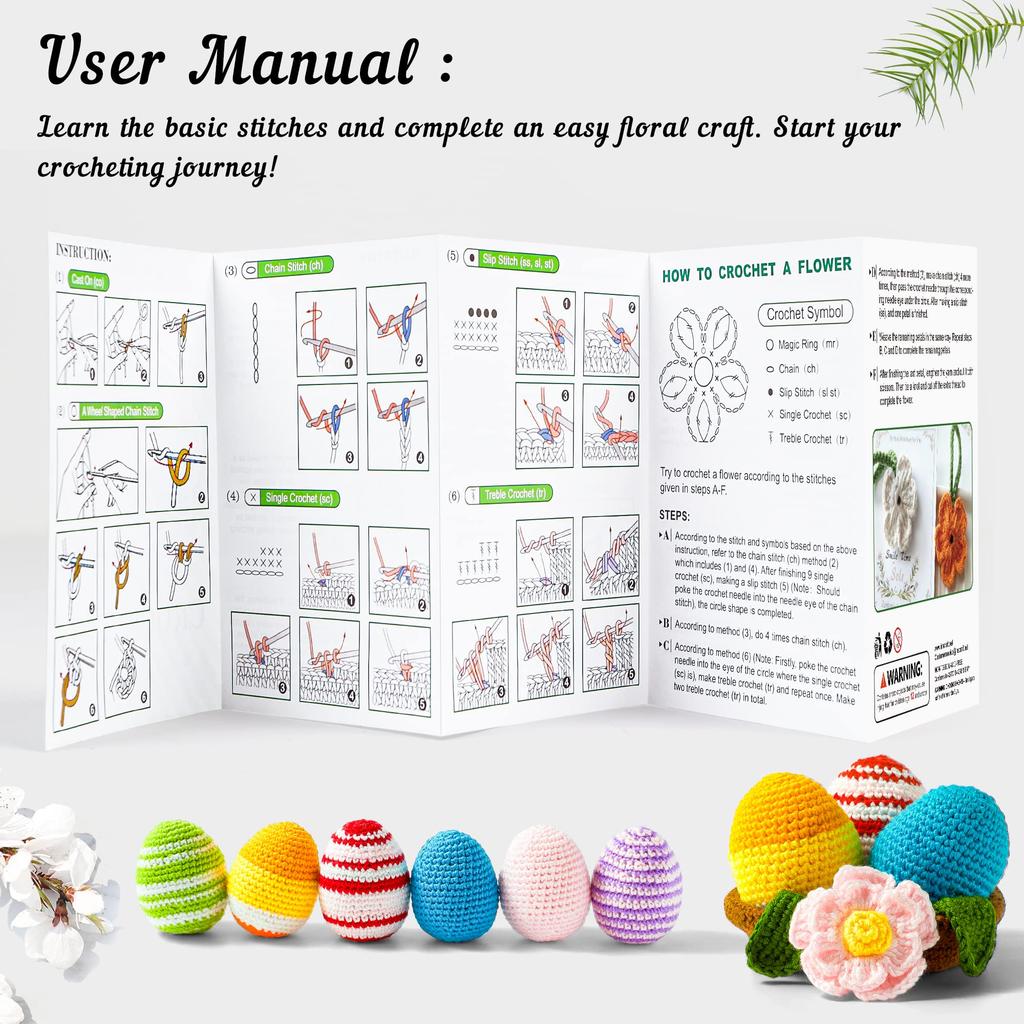 Inscraft Crochet Kit 20 Colors Acrylic Yarn 105 Pcs Bundle for Beginners & Pros