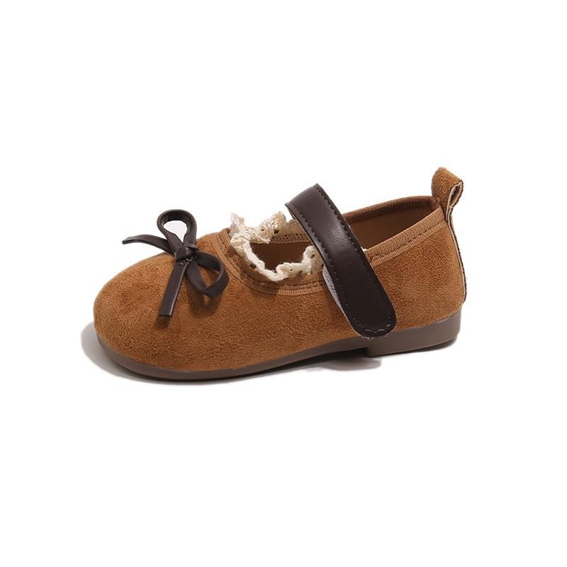 Mädchen Ballerinas mit Spitzenbesatz Schleifen-Detail Weiche Sohle Prinzessin Schuhe Kleinkinder Kinder