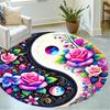 1pc home carpet yin yang floral design non-slip rug for office decor and living room gift ideas