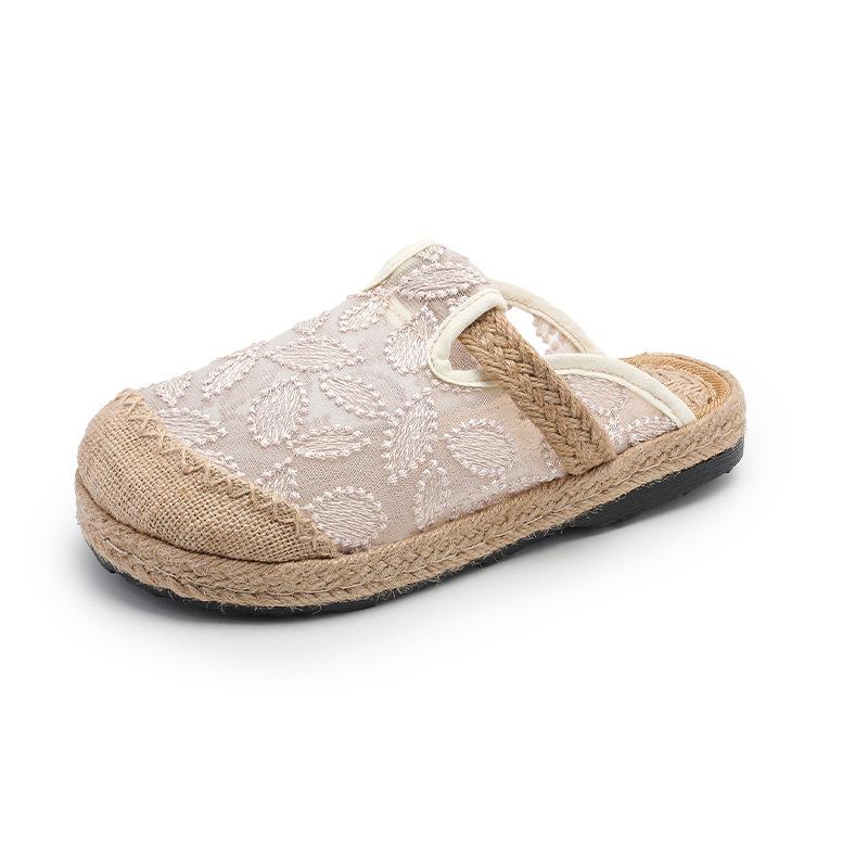 

Женские балетки 2025 Лето Новые Дышащие Винтажная Вышивка Повседневная Обувь Легкие Удобные Мягкая Подошва Полушлепанцы 35
