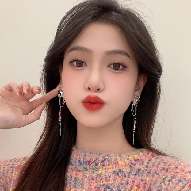 Trendy Long Tassels Earrings with Playing Cards Sweet Temperament Earring Accessories Fashion Jewelry for Women Girls