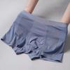 Men Modal Boxer Underwear Mid-rise Elastic Waistband Breathable Mesh Shorts Briefs Solid Color Panties Daily Wear