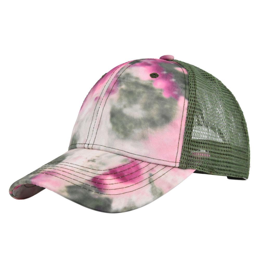 Summer Mesh Cap Tie Dye Baseball Cap 3D Embroidery Duckbill Cap Mesh Baseball Cap Sunshade Cap Mesh Cap