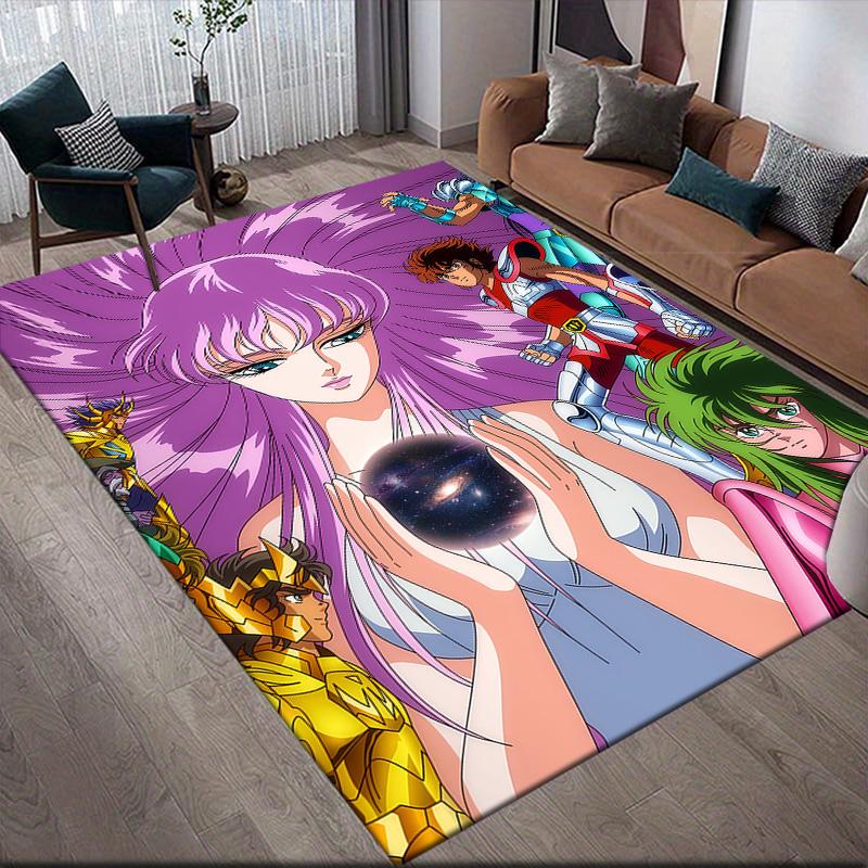 Saint Seiya Golden Saints Anti-Slip Floor Mat, Rectangular Carpet for Bedroom & Entertainment Space