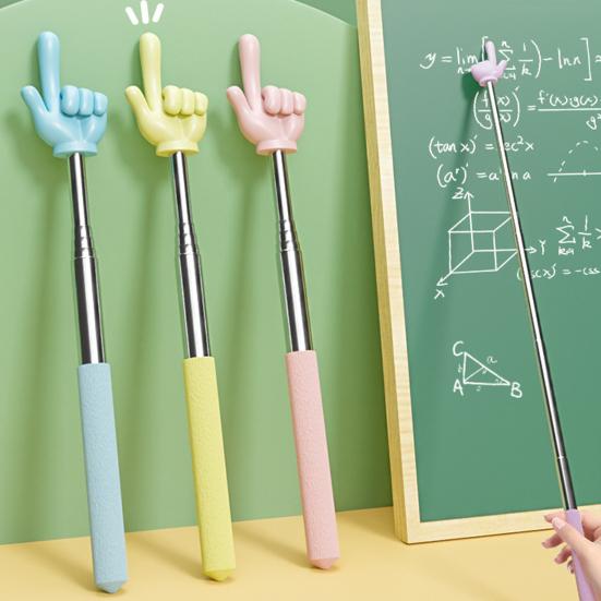 Teleskopisk Lærerpeker Uttrekkbar Fingerpekerpinne Håndholdt Veiledningsstav for Skole Kontor Klasserom Presentasjon Undervisningsmateriell