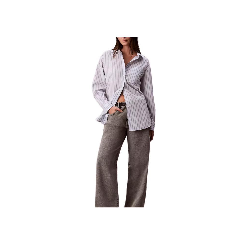 Calvin Klein Striped Casual Loose Pointed Collar Long Sleeve Shirt Women shirts 47D198G-R9H