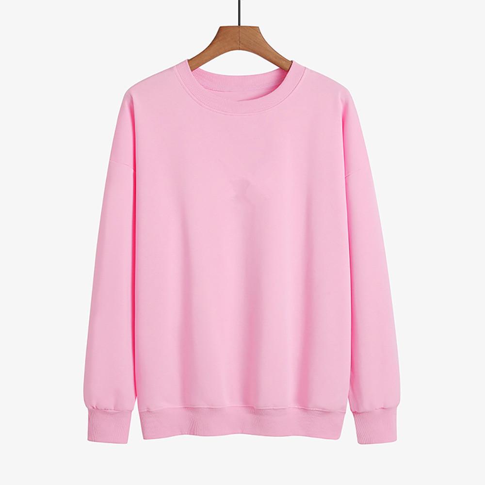 Women's 2023 Autumn/Winter Loose Fit Plus Velvet Round Neck Solid Color Hoodie