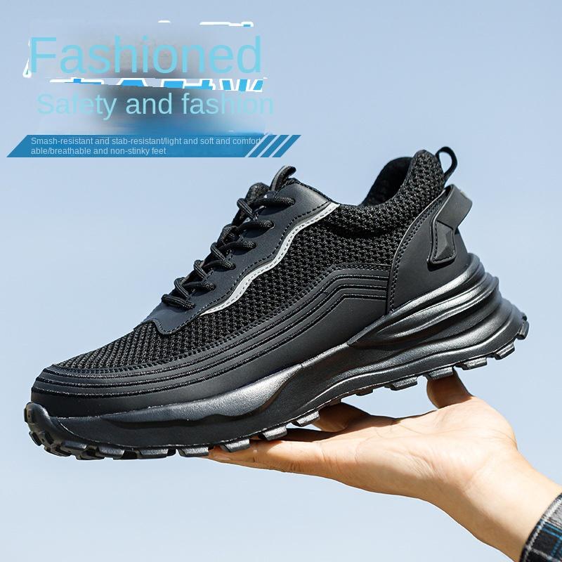 Labor Insurance Shoes Men's Mesh Fly-woven Anti-smashing and Anti-piercing Safety Shoes Steel Baotou Construction Site Work Shoes
