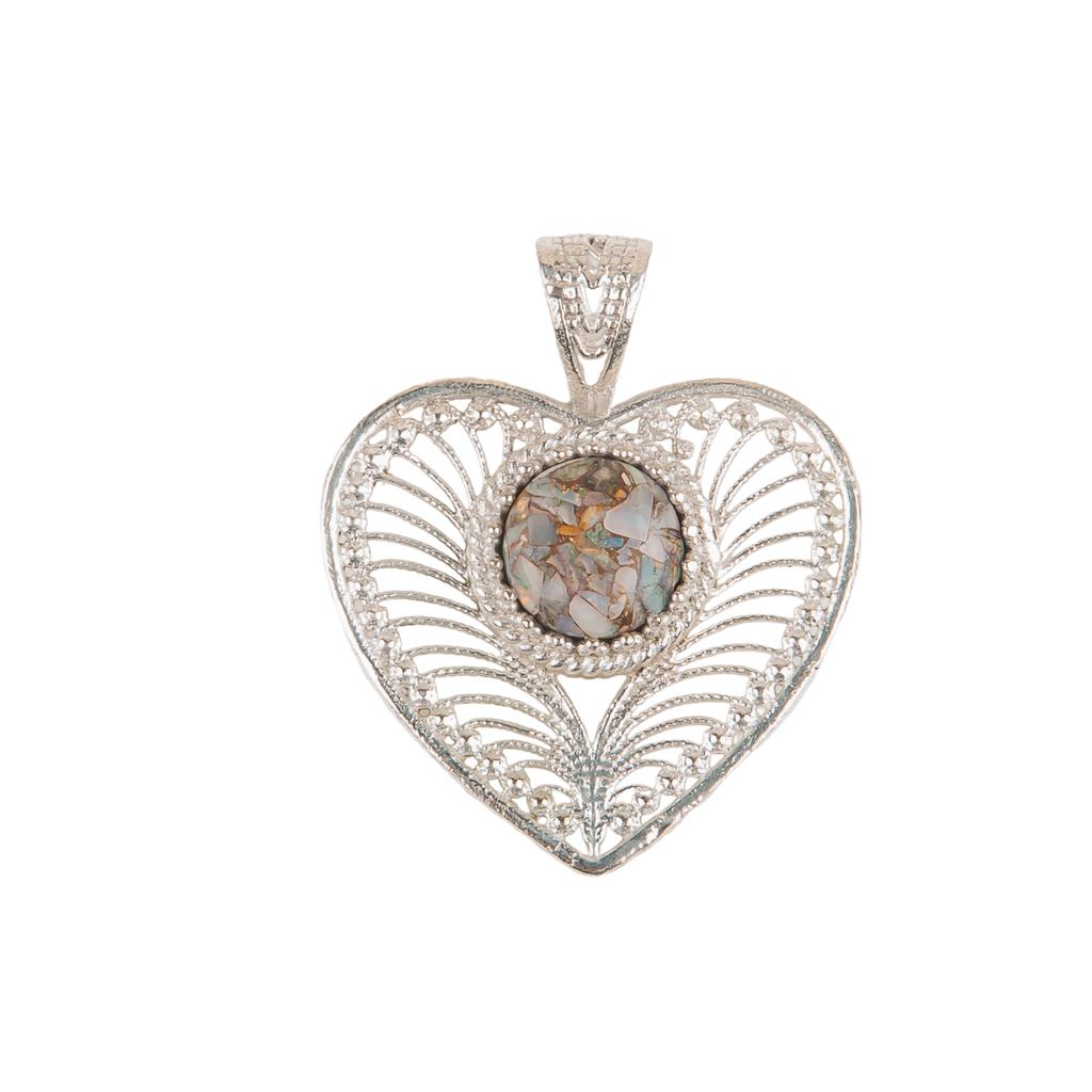 Ethiopian Copper Turquoise Gemstone 925 Sterling Silver Jewelry Boho Pendant1.4" CP-15-38