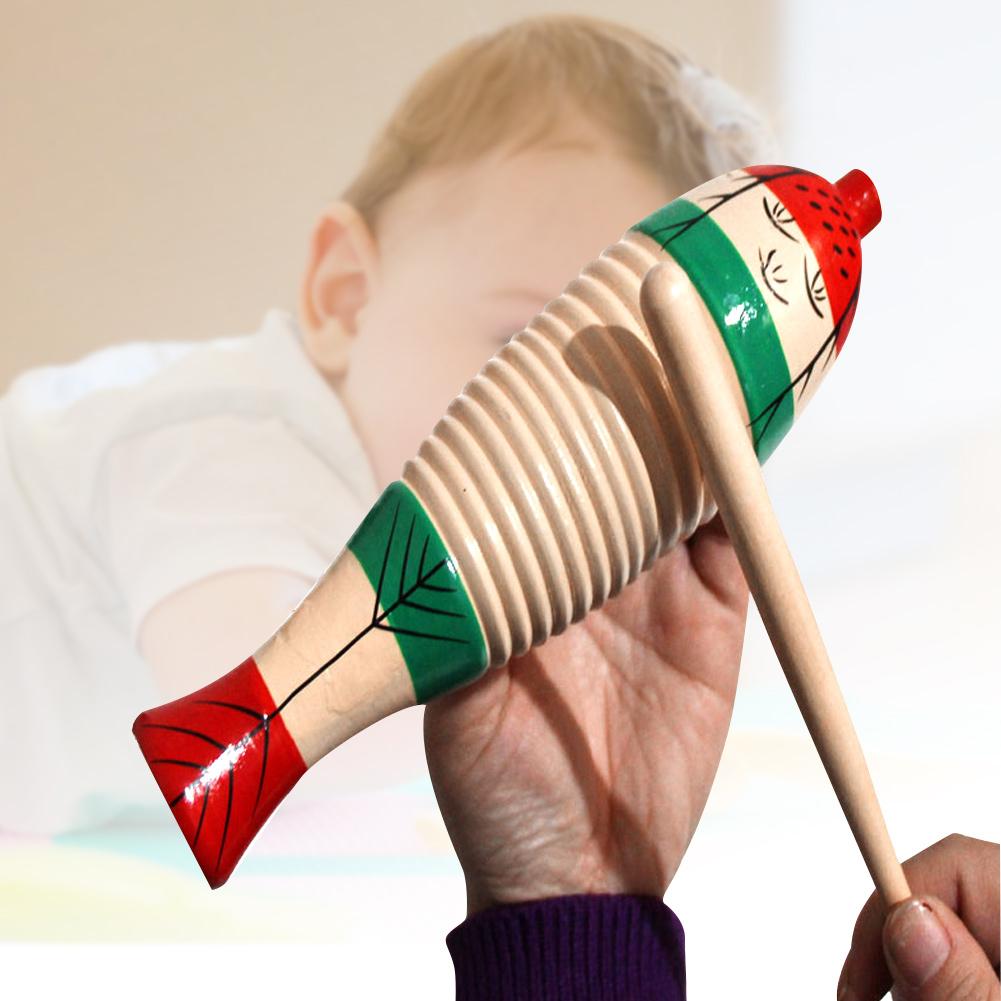 2 Sets Wooden Scraper Guiro Sound Tube Musical Percussion Instrument for Children Kid Toys