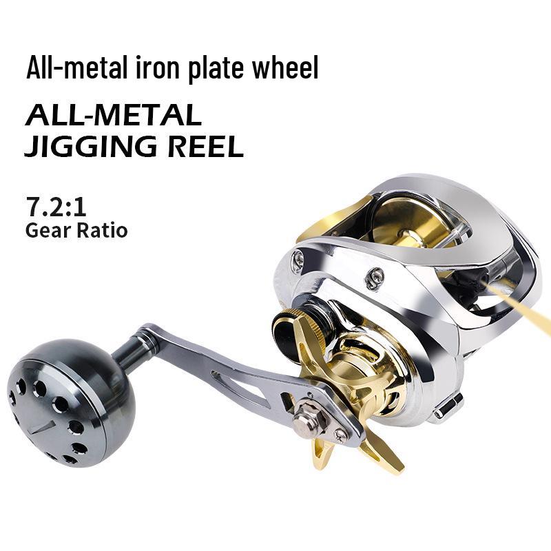 All-Metal Black Fish Baitcasting Fishing Reel - Slow Jigging & Thunder Frog