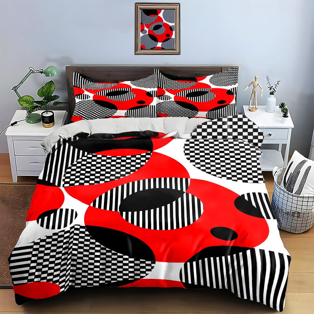 Geometric Contrasting Circles. Bedding Duvet Cover Sets Duvet Covers Pillowcases Gifts (1 * Duvet Cover 2 * Pillowcases, Without Duvet Insert)