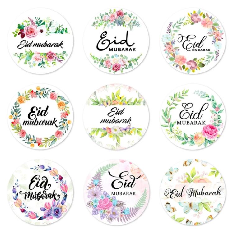 90 Counts Eid Mubarak Wrapping Sticker 40mm Round Wrapping Label for Laptops Phone Case Seal Envelope Card Decoration