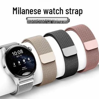 Compatible Milanese Stainless Steel Magnetic Loop Watch Band for Huawei GT4, Samsung 6, Xiaomi S4, and Watch5.