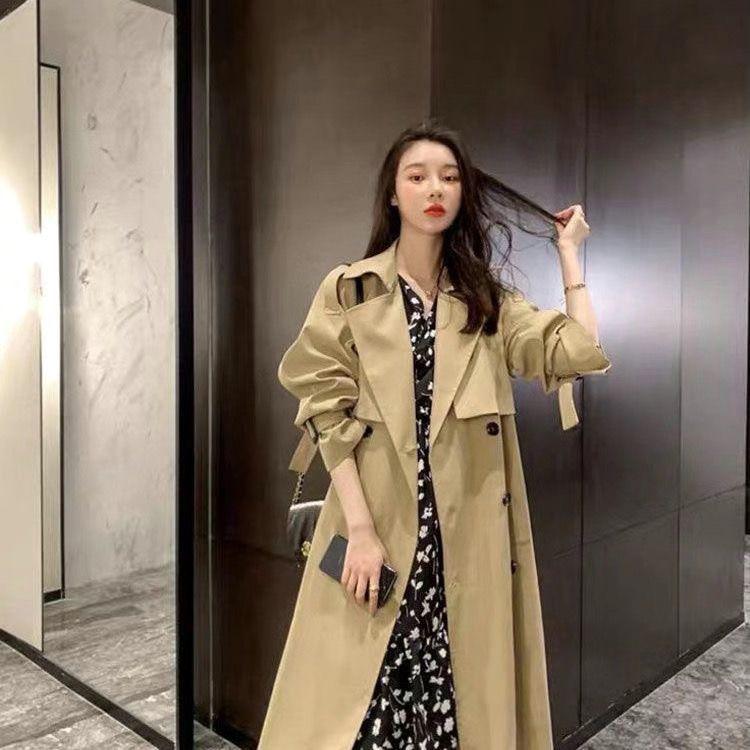 Herbst 2025 Petite Koreanischer Stil Mittellanger Schwarzer Trenchcoat - High-End Britische Lockere Oberbekleidung