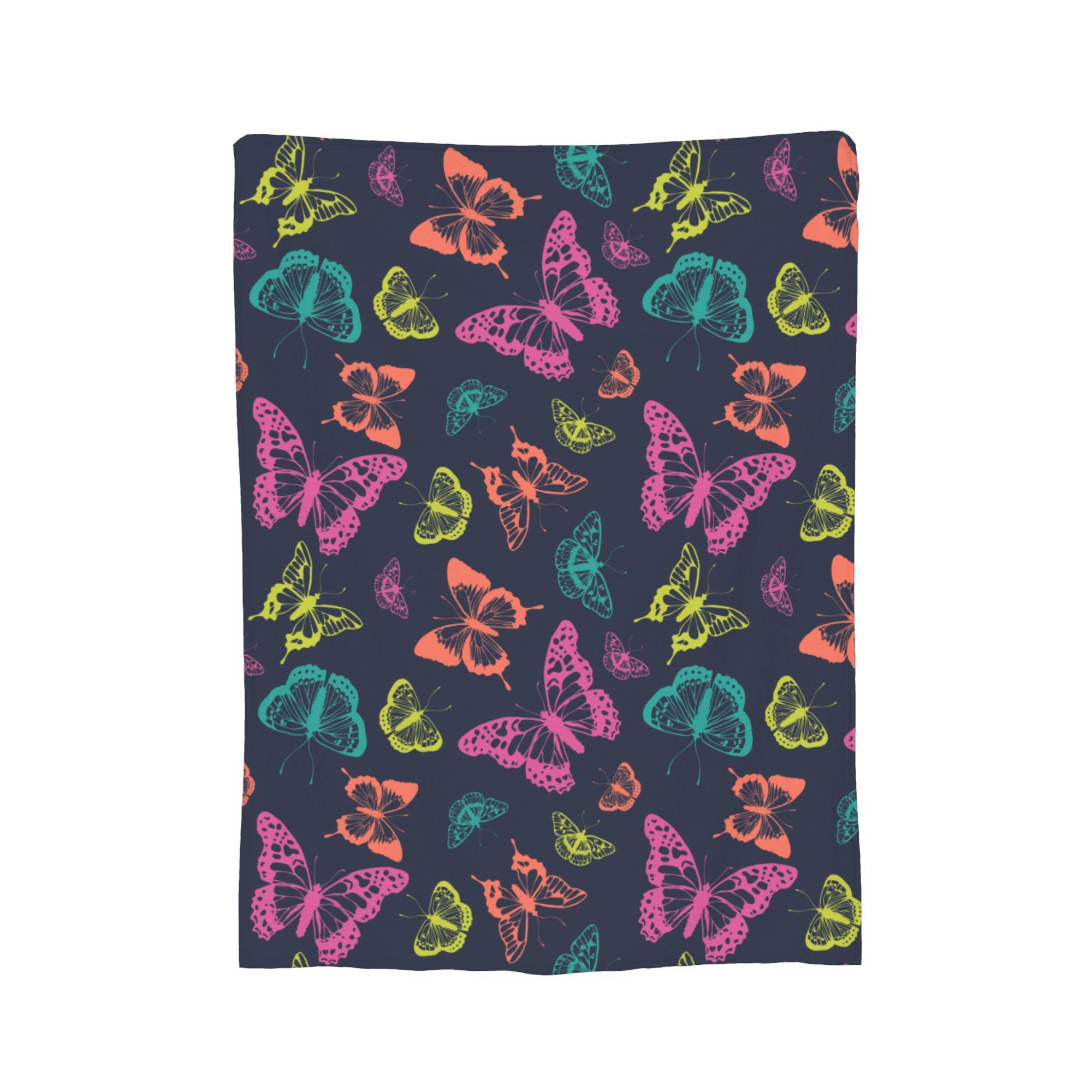 

Colorful Butterfly Pattern Blanket Flannel Winter Portable Super Warm Throw Blankets for Bedding Bedroom Plush Thin Quilt 30x40in