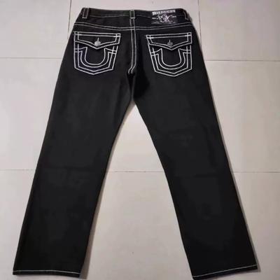 FlowStreet Street Retro Jeans Y2K Ubrania Para Hip-hop Street Haft na talii Retro Czarne Luźne Spodnie Jeansowe Spodnie z wysokim stanem Szerokie nogawki