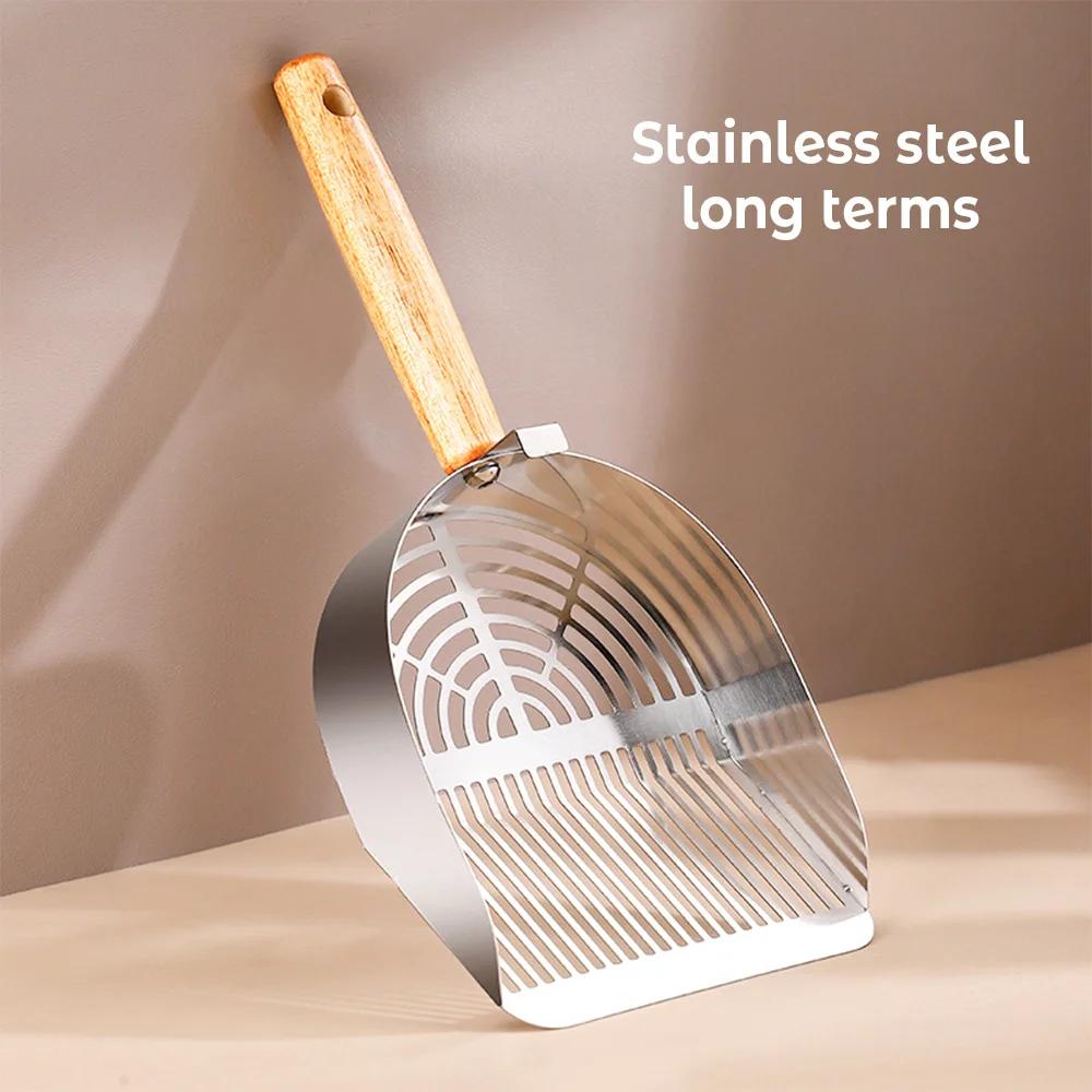 Steel Cat Litter Scoop Long Handle Pet Waste Shovel Cleaning Tool For Tofu Sand Litter Box Cats Supplies
