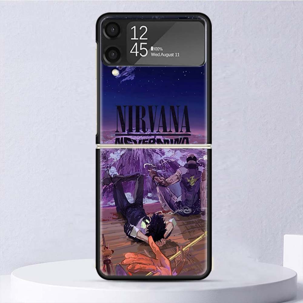 Retro Singer Kurt Cobain Shockproof Case For Samsung Galaxy Z Flip 7 6 5 4 3 5G Phone Cover Z Flip3 Flip4 Flip5 Flip6 Flip7 Shel