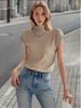 Women's Spring-Summer Ice Silk Knit Mock Neck Short Sleeve Top 2025