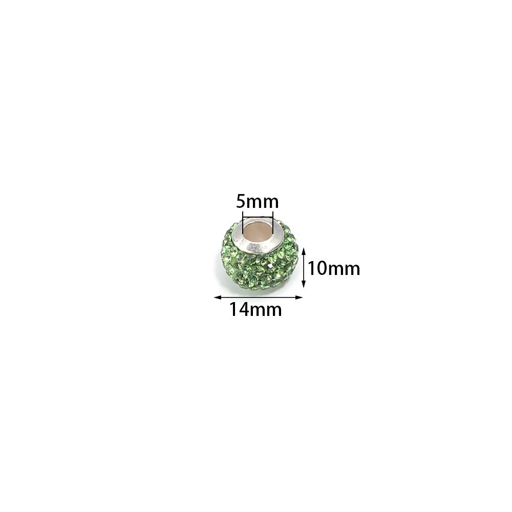 10Pcs/Lot Rhinestone Crystal Shambhala Ball Beads Colorful Polymer Clay Beads Big Hole Loose Spacer Beads For Jewelry Making