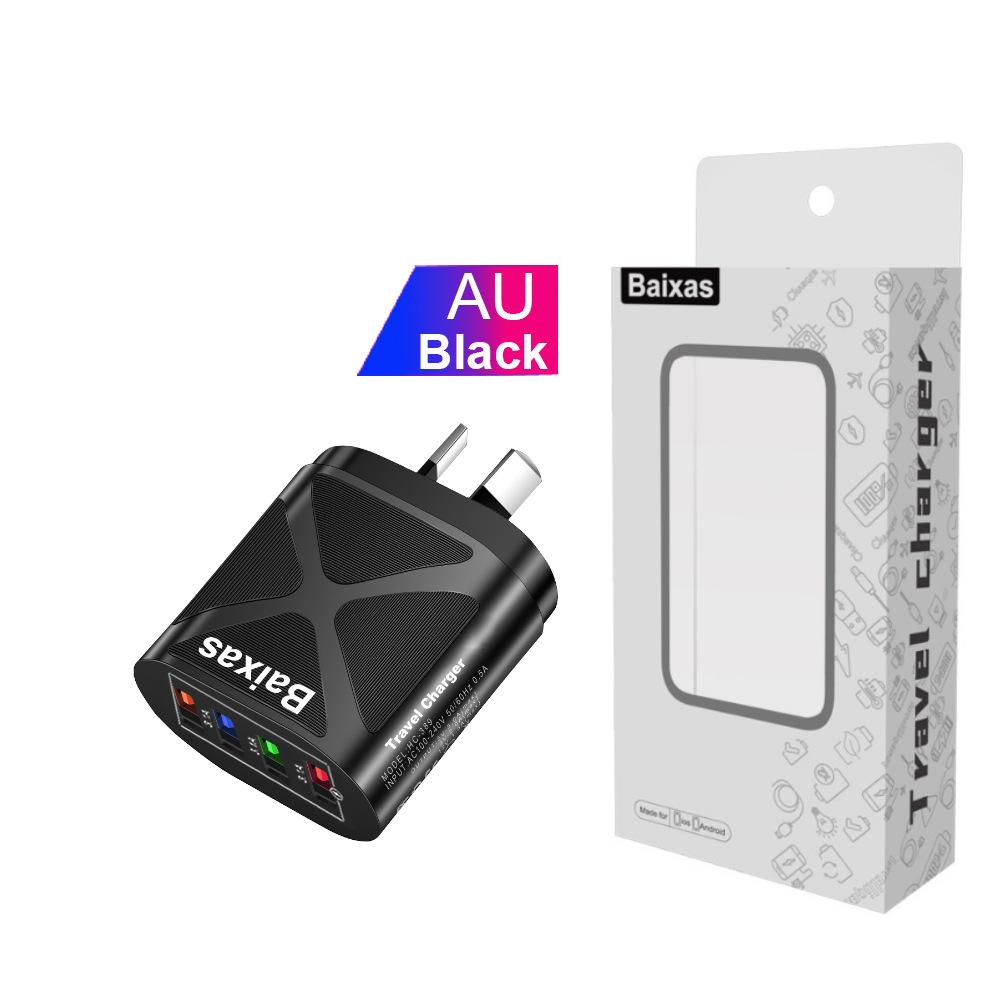 4-Port USB Travel Charger 5V/2.4A Fast Charge - AU/EU/UK/US Plug