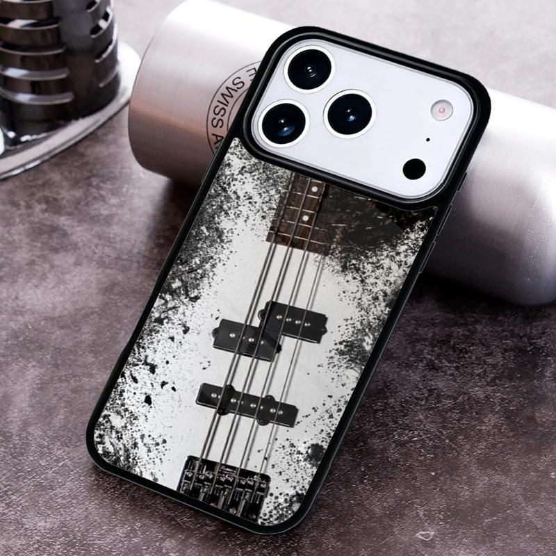 

White Bass Guitar Music Phone Case For iPhone 17,16e,15,14,13,12,11,Mini,Pro,MAX soft Silicone Cover iPhone 12 Pro Max
