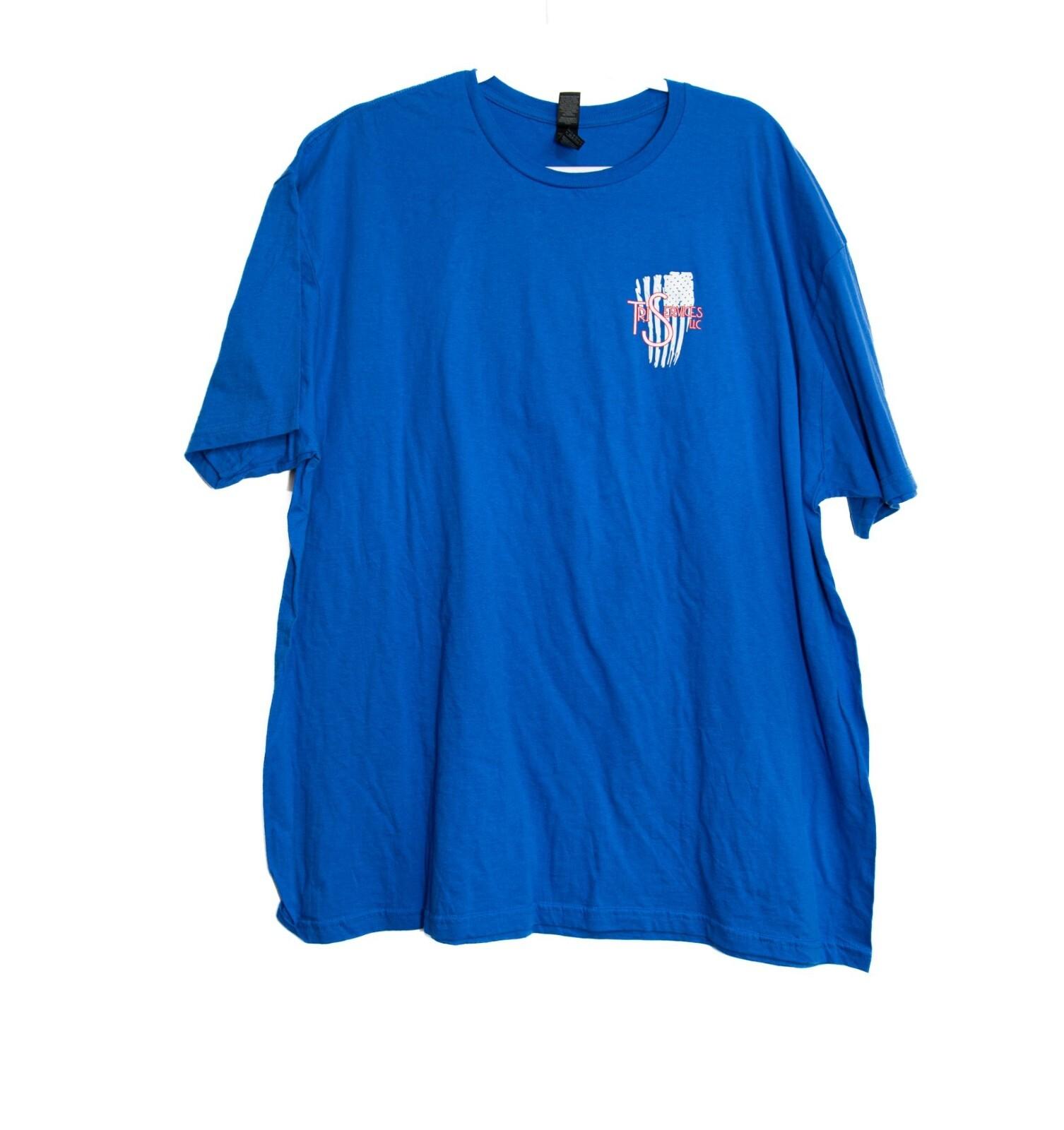 Tri Services LLC Blue Graphic Logo T-Shirt Short Sleeve Cotton Mens Size 2XL XXXXL