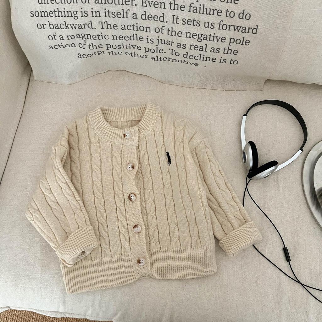 Stylish Boys' Embroidered Knit Cardigan - Baby Spring & Autumn Casual Sweater Set