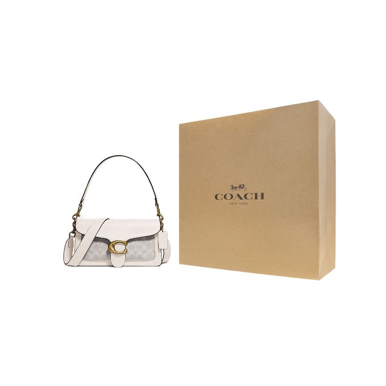 Coach Tabby 26 Monogramm Canvas Leder Umhängetasche Damen Umhängetasche Weiß 91215-B4R7B