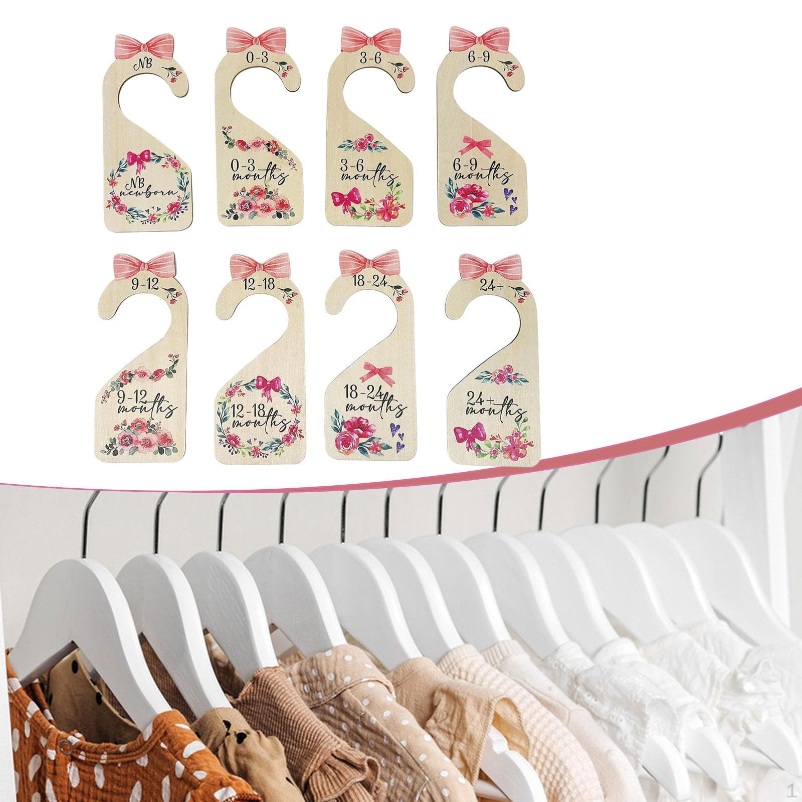 8Pcs Closet Dividers Wooden Nursery Decor Minimalist Reusable Clothing Rack Size for