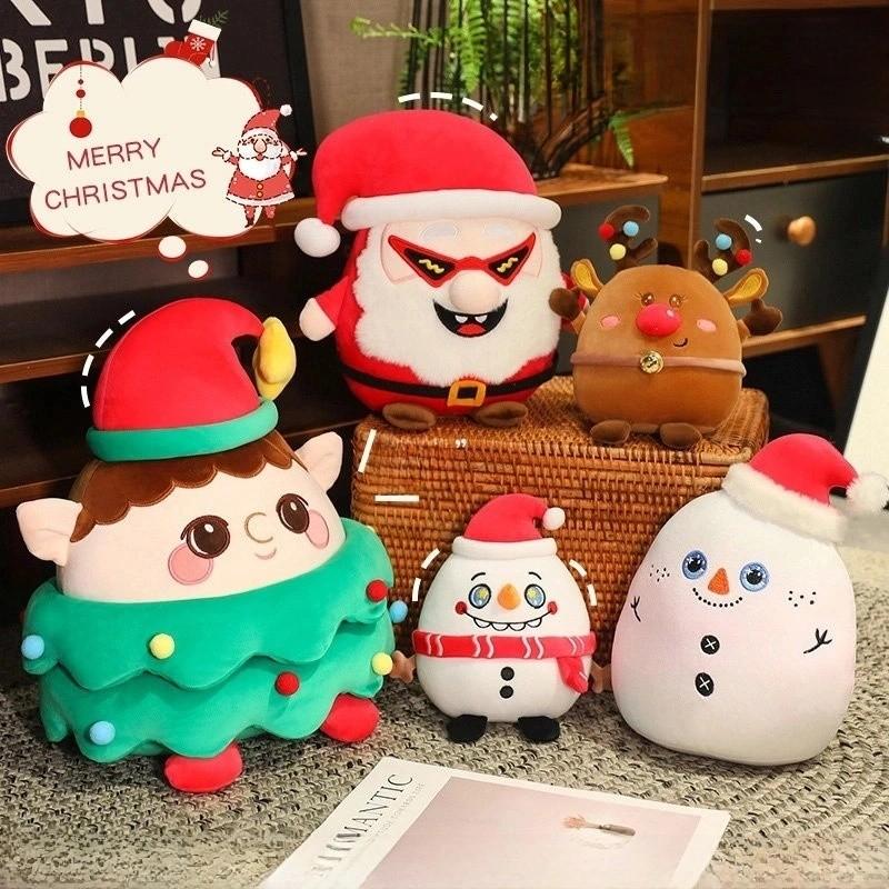 Adorable Plush Christmas Santa Snowman Character Toy Soft And Cuddly Holiday Decor