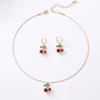 Sweet Cherry Necklace And Earring Set For Women Cute Fruit Jewelry Summer Accessories