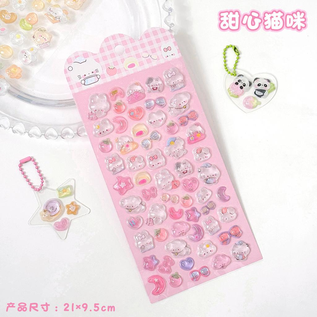 Kawaii 3D Relief Cartoon Droplet Decorative Stickers Fun Collage DIY Handmade Aesthetic Stationery Stickers