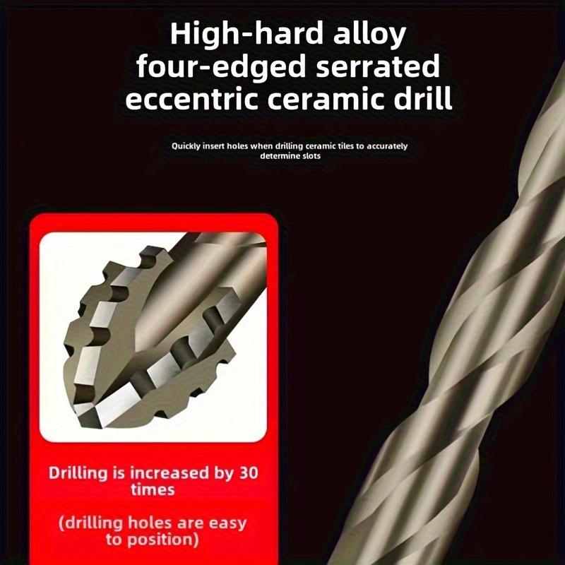7pcs Four-blade Sawtooth Dry Eccentric Drilling Household Ceramic Glass Concrete Wet and Dry Tungsten Steel Drilling Bit.