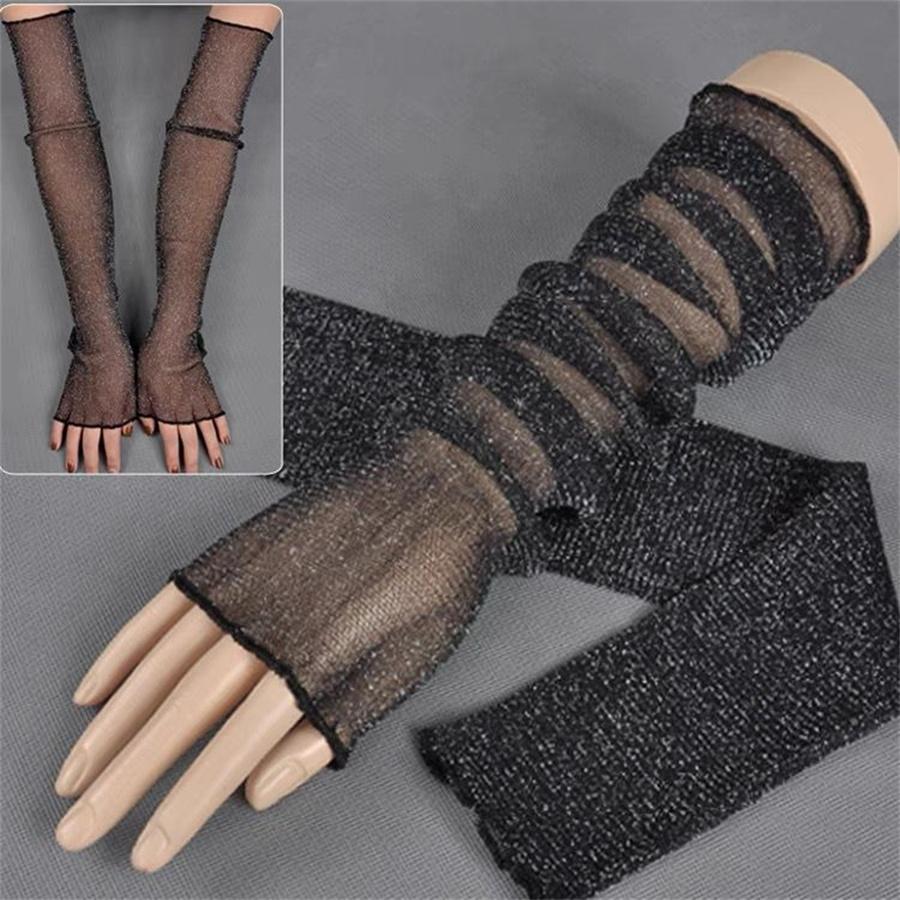 Sheer Mesh Arm Sleeves Sun Protection Gloves for Women
